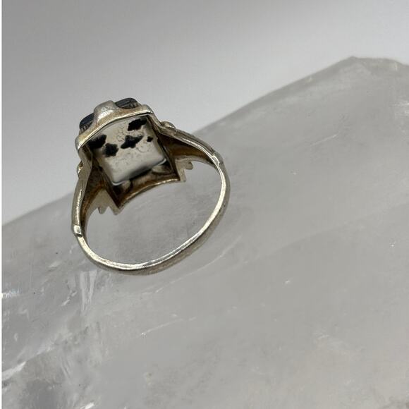 Moss Agate Ring in Sterling Silver Setting -Vintage 70's size 6 - Picture 2 of 7